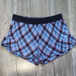 Aerie Blue and Red Plaid Sleep Shorts XS